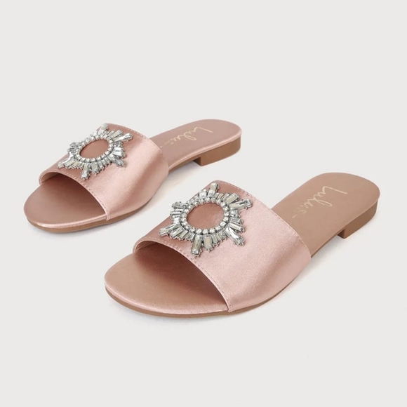 🆕️Thyyla Pink Satin Rhinestone Slide Sandals - Picture 3 of 4